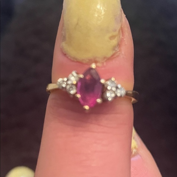 Marquis Ruby Flanked by diamonds ring - Picture 6 of 15